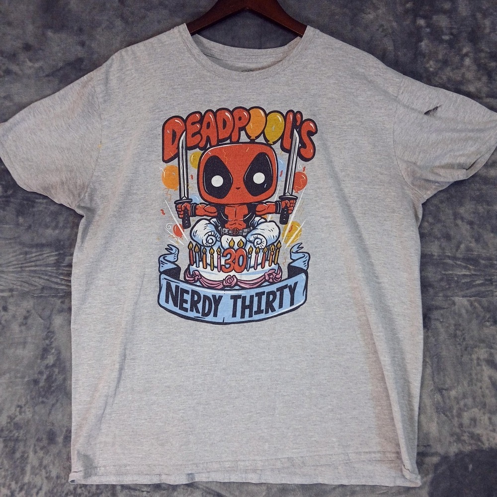 Deadpool‎ Shirt Mens Extra Large Gray Marvel Nerdy Thirty 30th Graphic Funko Pop